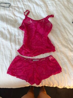 Bella Venice Hot Pink Lace Camisole & Short Sleep Set - Women
